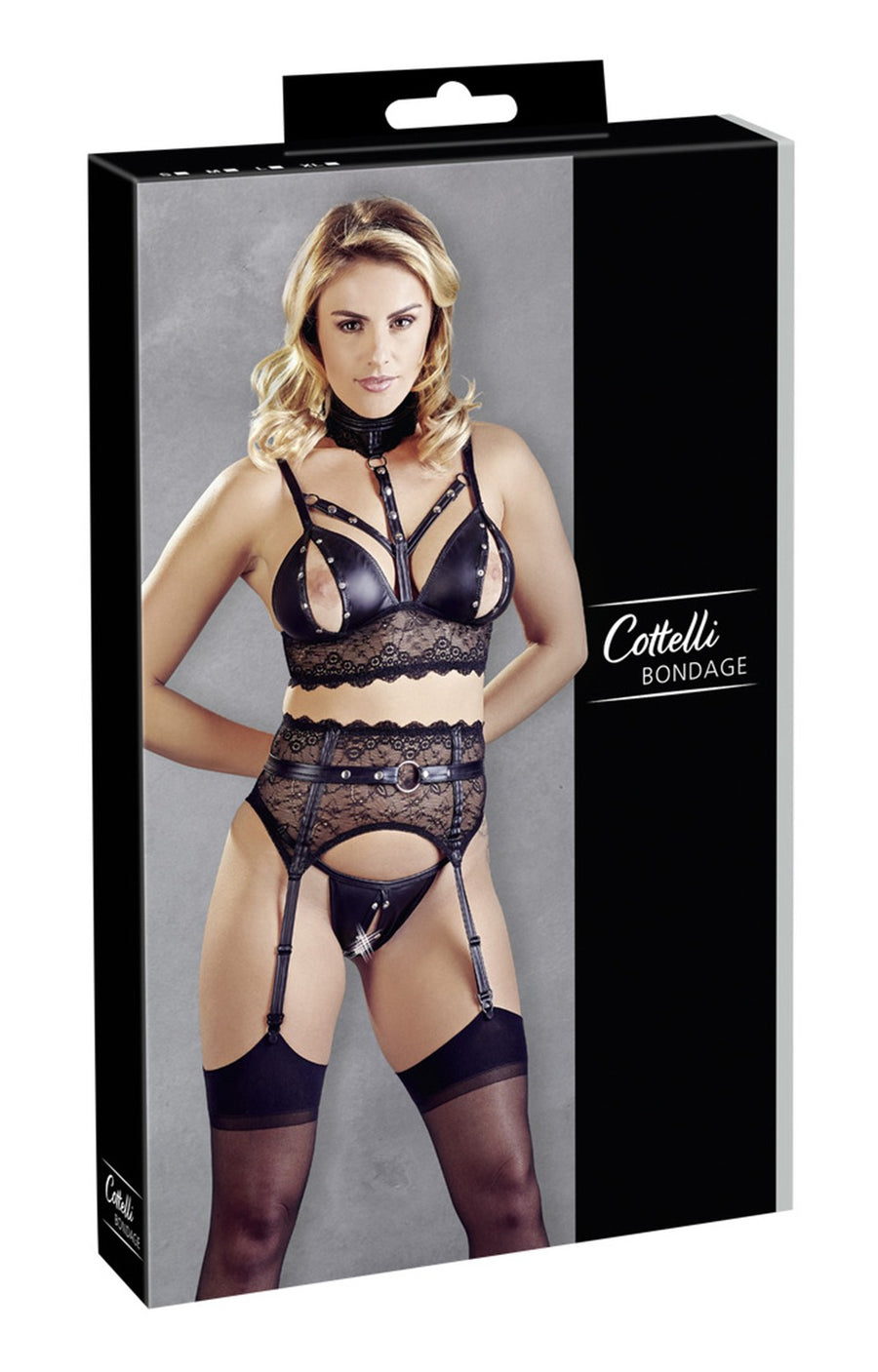 Ensemble soutien-gorge, porte jarretelles et culotte noir sexy – Cotelli Lingerie | Voyage Sensuel