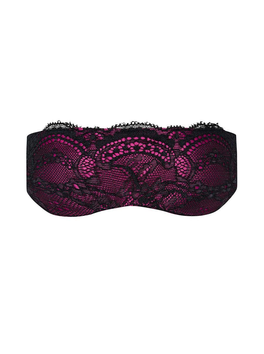 Masque en dentelle à ruban satiné – Noir et fuchsia – Roseberry – Obsessive – vue 3 | Voyage Sensuel
