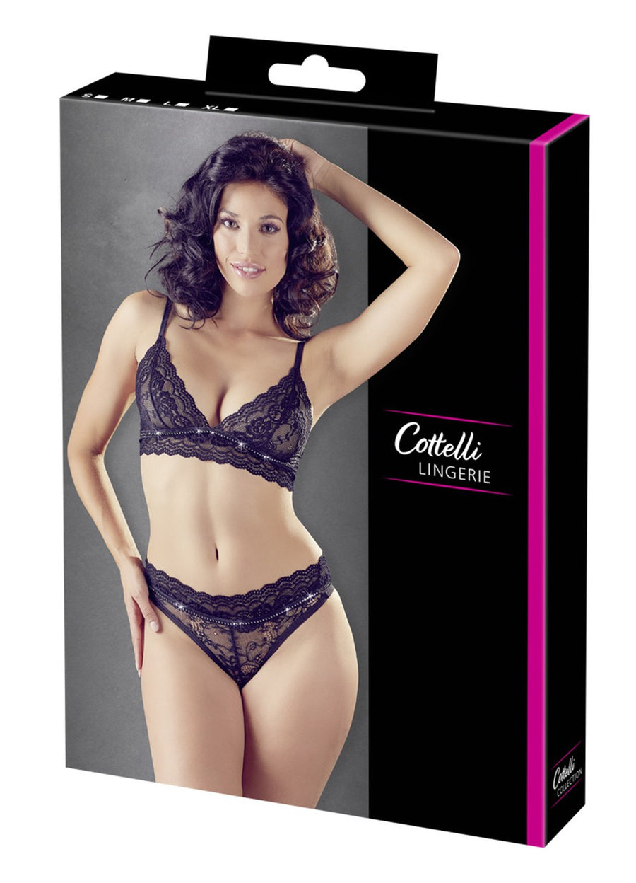 Ensemble 2 pièces dentelle avec strass – Cotelli Lingerie | Voyage Sensuel