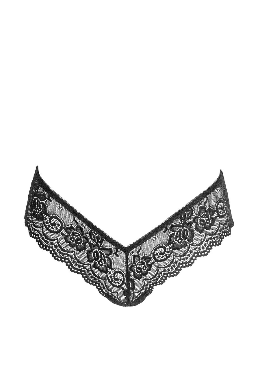 String en dentelle florale noire – Cotelli Lingerie | Voyage Sensuel