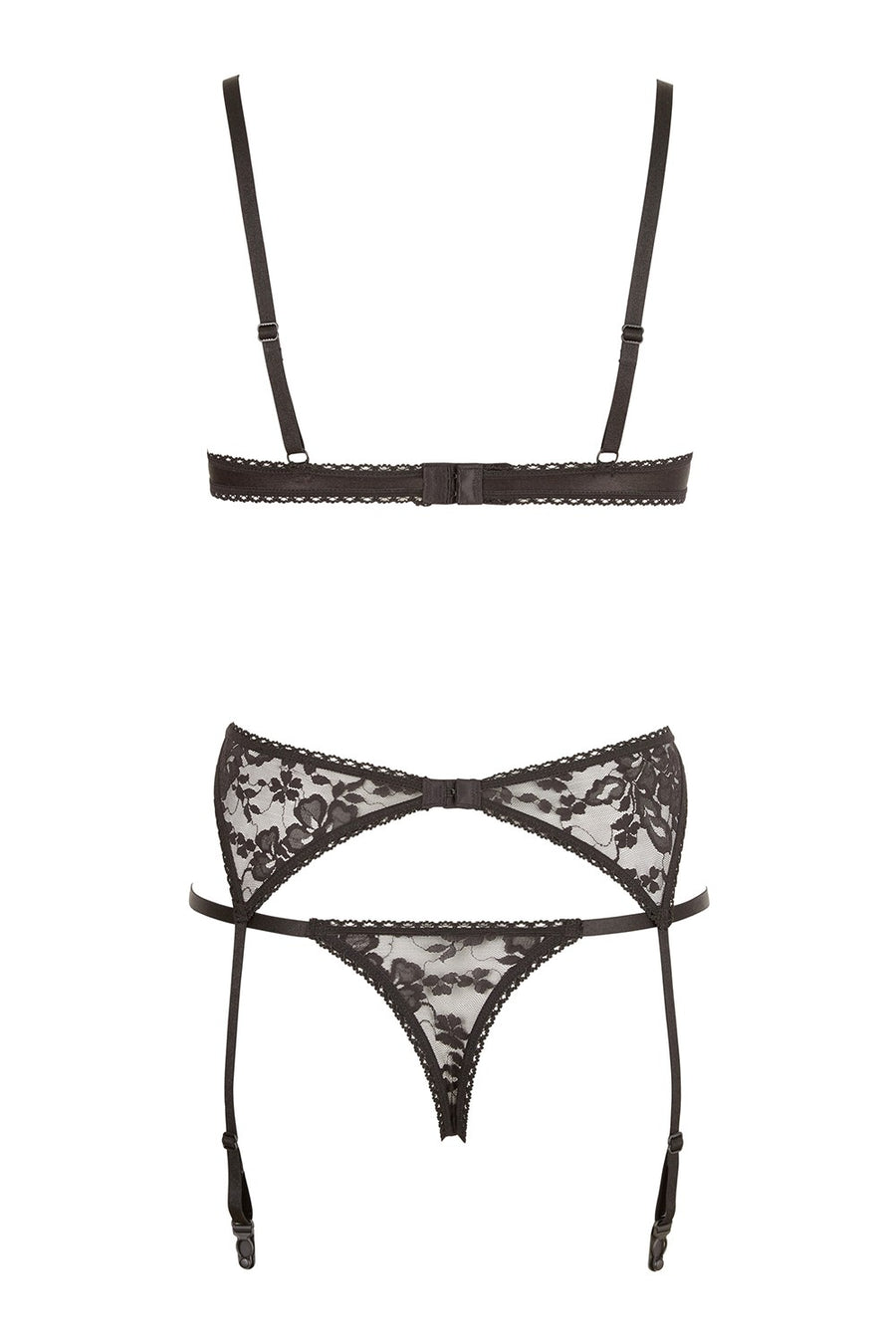 Ensemble sexy trois pièces en dentelle noire – Cotelli Lingerie | Voyage Sensuel