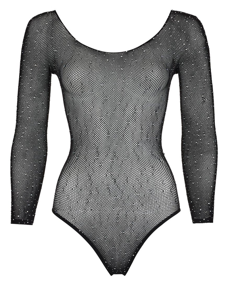 Body string à manches longues en résille avec strass – Cotelli Lingerie | Voyage Sensuel