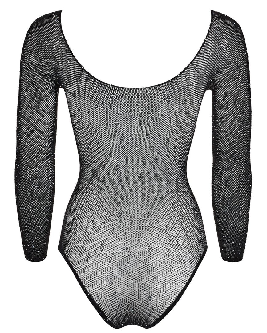 Body string à manches longues en résille avec strass – Cotelli Lingerie | Voyage Sensuel
