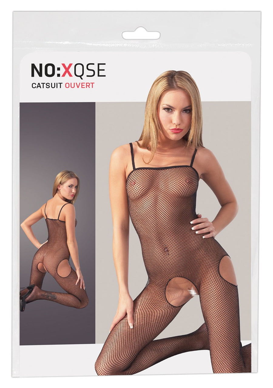 Combinaison en résille noire ouvert à l'entrejambe – Cotelli Lingerie | Voyage Sensuel