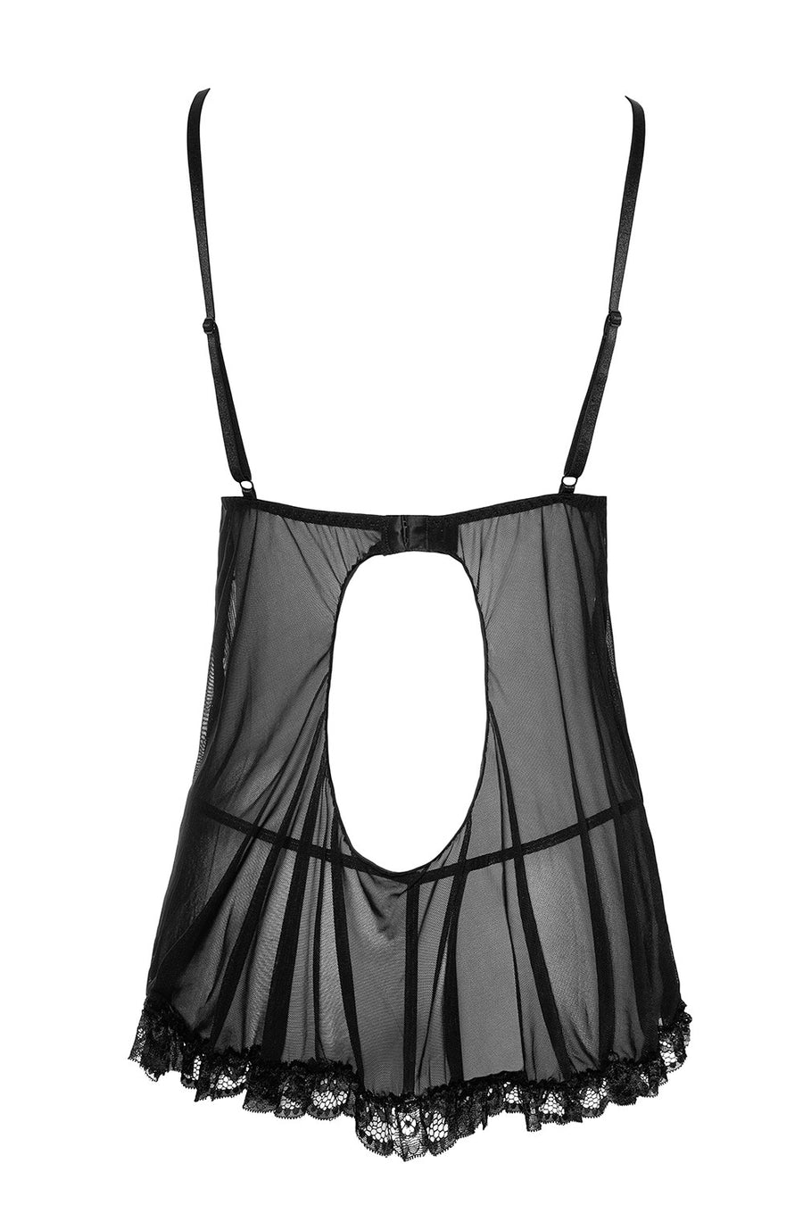 Nuisette en résille et dentelle noire avec string – Cotelli Lingerie | Voyage Sensuel