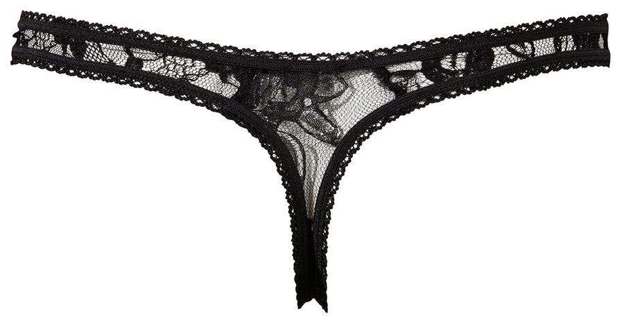 String ouvert à l'entre-jambe en dentelle noire – Cotelli Lingerie | Voyage Sensuel
