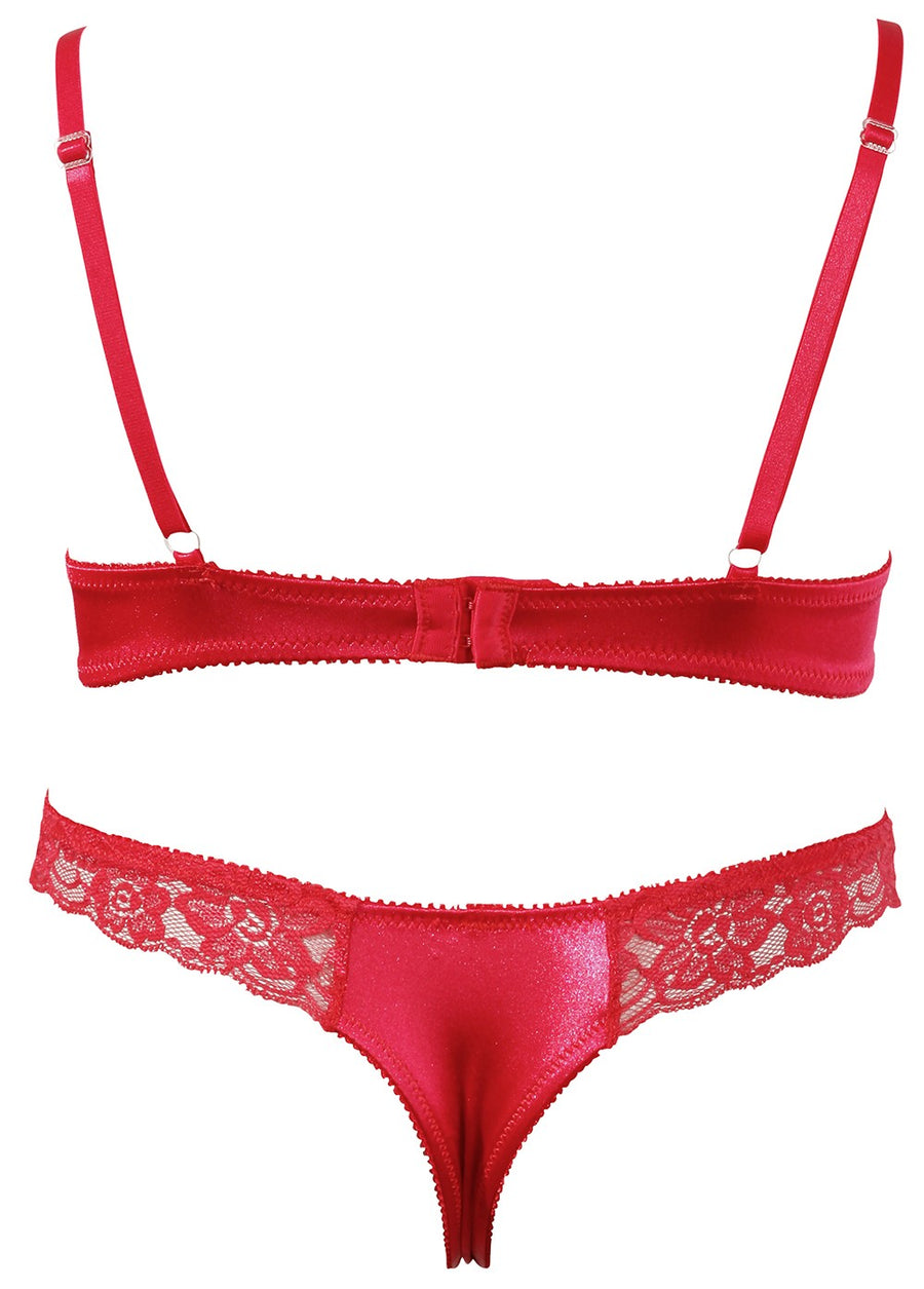 Soutien-gorge demi seins avec armatures et son string ouvert – Cotelli Lingerie | Voyage Sensuel