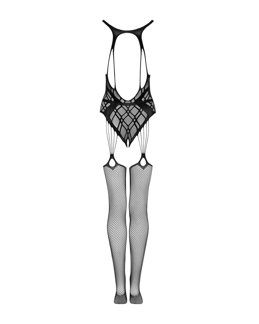 Inaya - Bodystocking résille motif losange noir | Voyage Sensuel