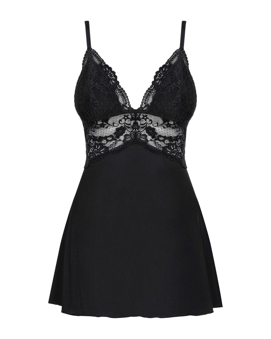 Valentina - Babydoll dentelle transparent noir | Voyage Sensuel