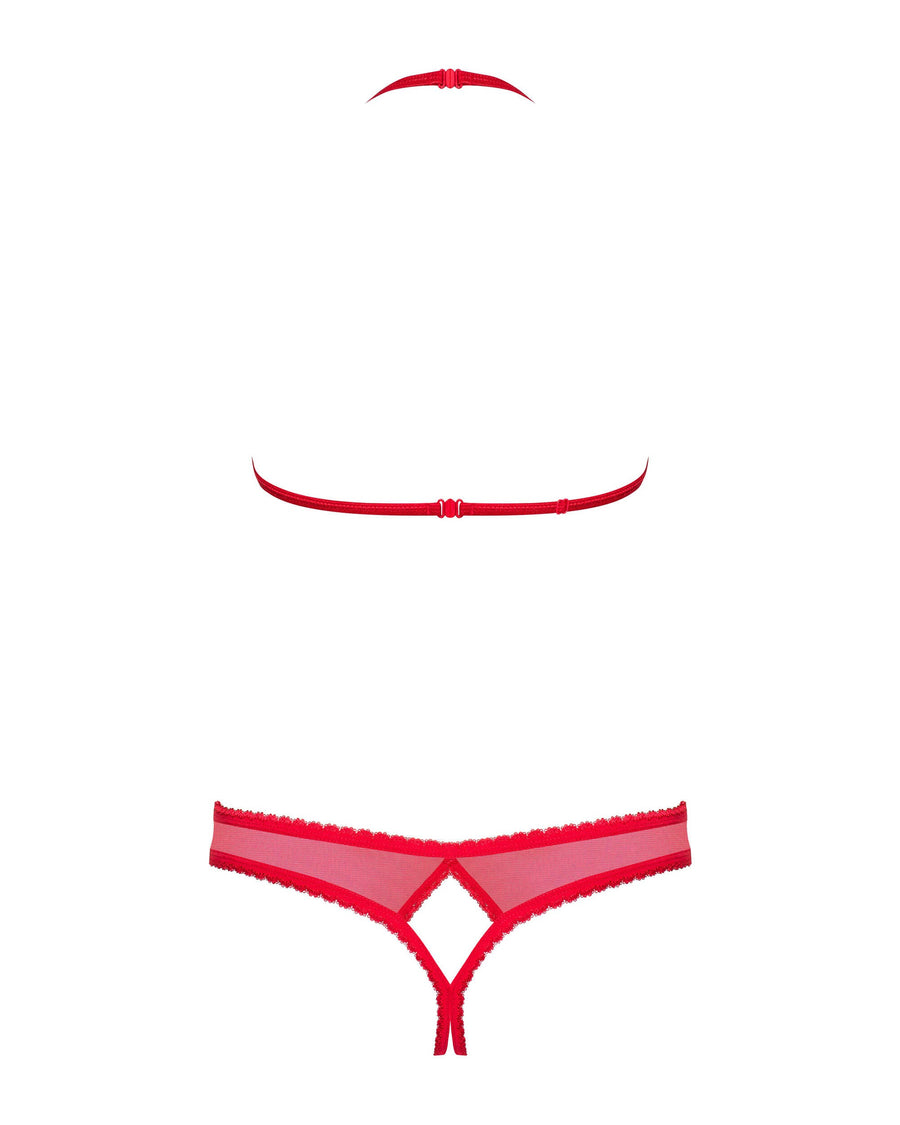 Daphné - Ensemble lingerie ouvert 2 pièces rouge | Voyage Sensuel