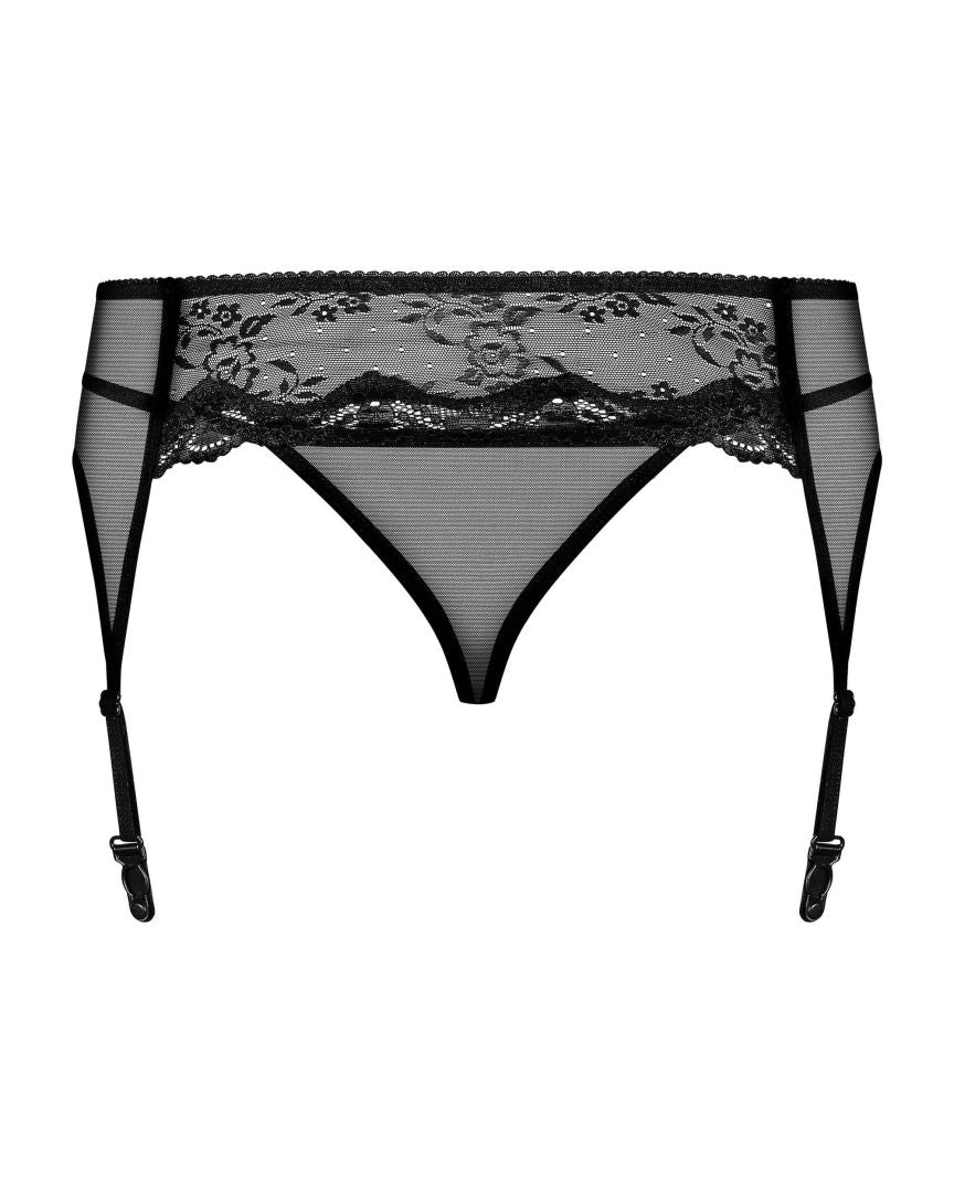 Charms Porte-jarretelles et String - Noir | Voyage Sensuel