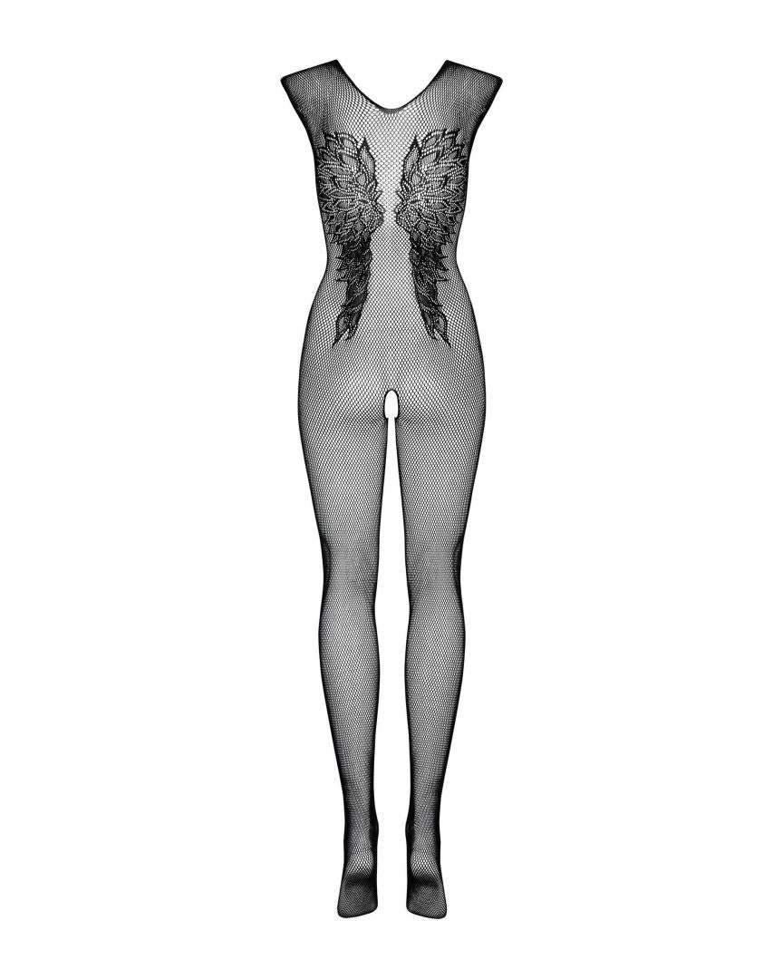 Zéline - Bodystocking résille ajouré effet tatouage noir | Voyage Sensuel