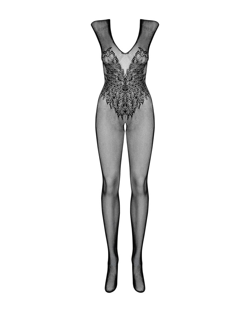 Zéline - Bodystocking résille ajouré effet tatouage noir | Voyage Sensuel