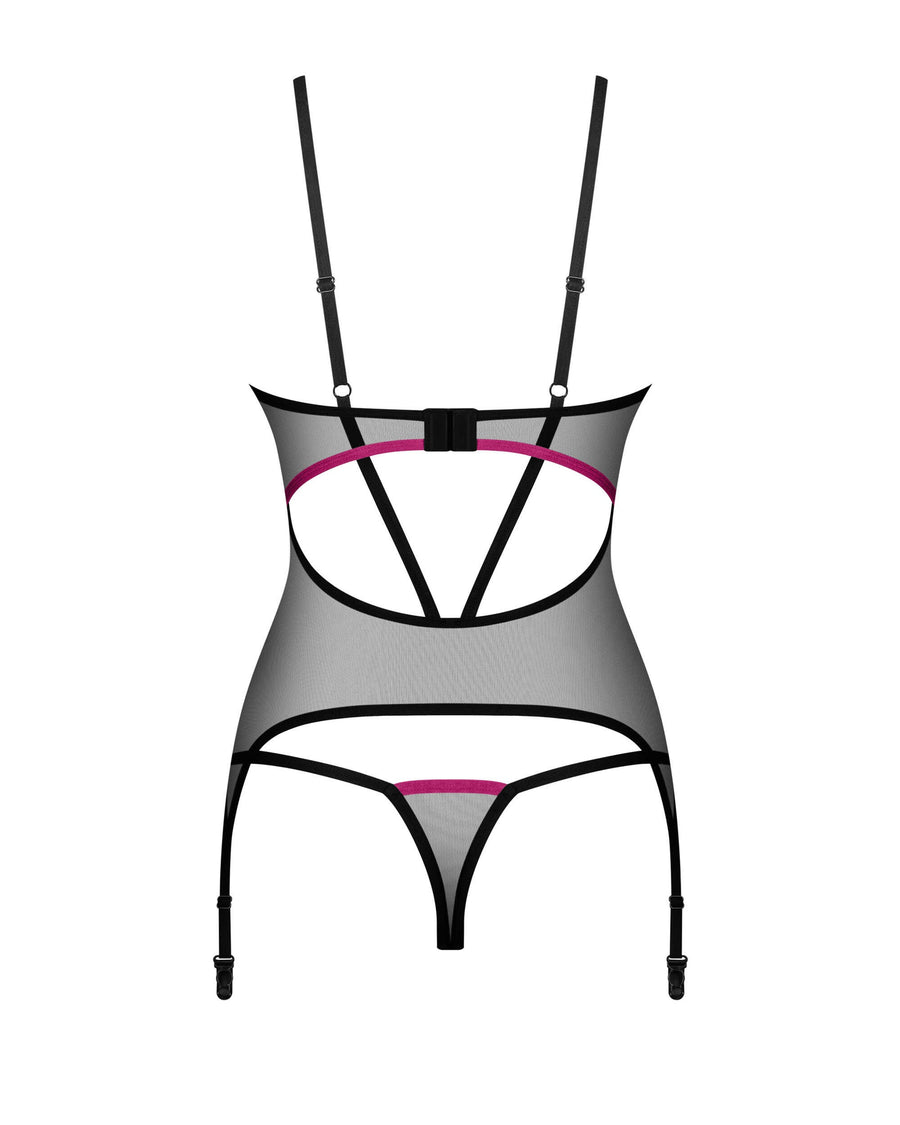 Novenes corset et string - Noir | Voyage Sensuel