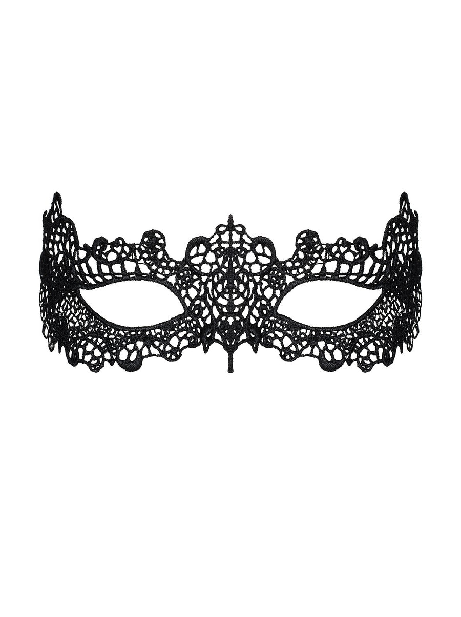 Masque à motifs et ruban satiné – Noir – Obsessive – vue 3 | Voyage Sensuel