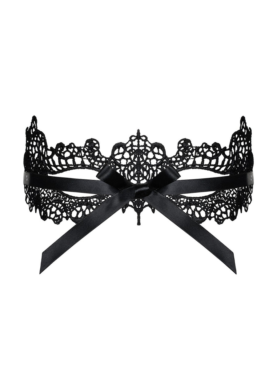 Masque à motifs et ruban satiné – Noir – Obsessive – vue 4 | Voyage Sensuel