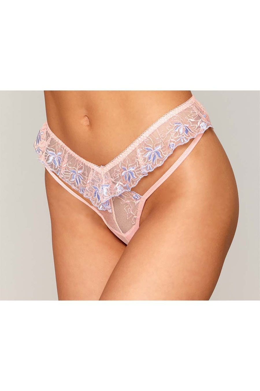String avec broderie florale rose avec taille en forme de « V » – Dreamgirl | Voyage Sensuel