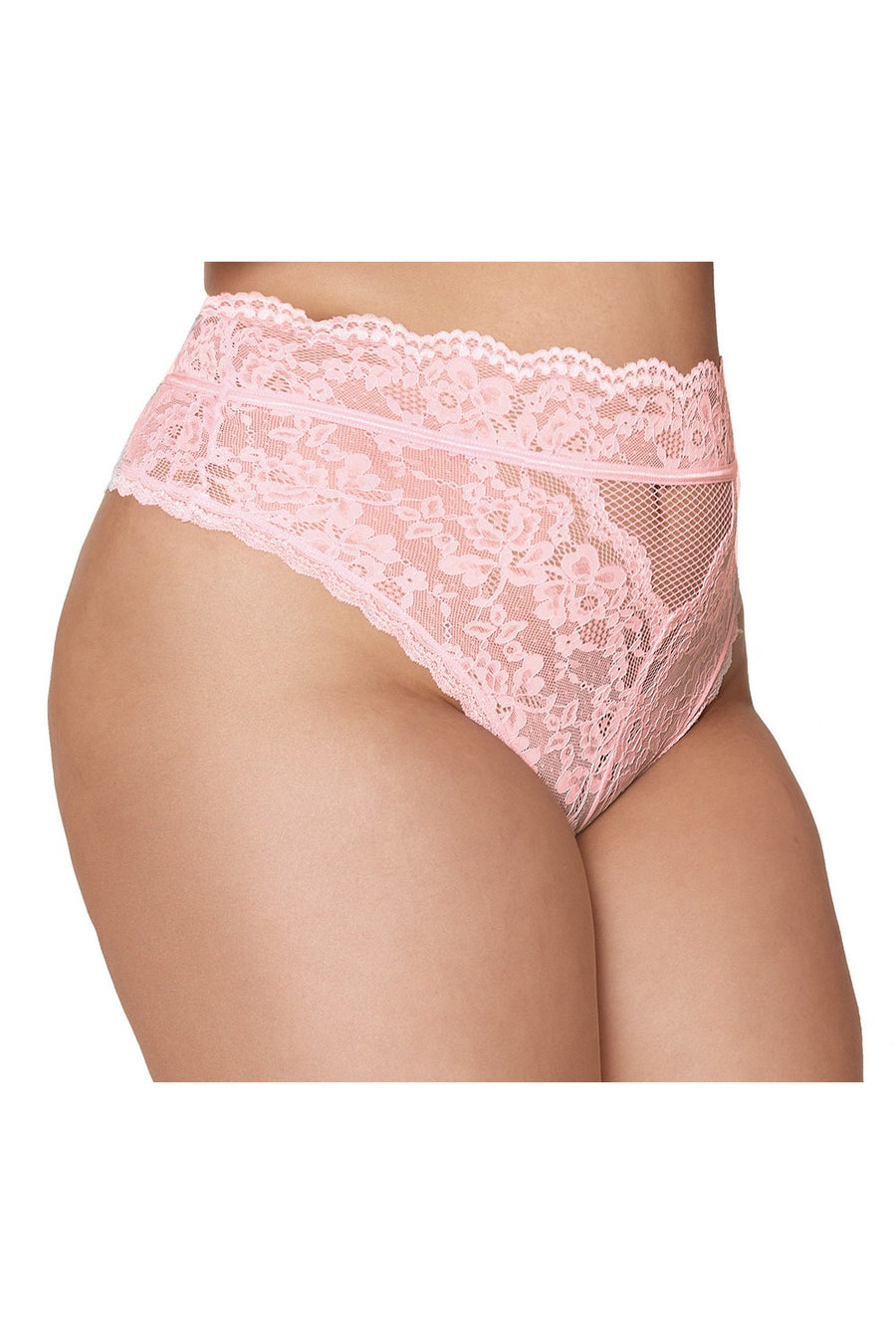 String grande taille dentelle taille haute rose – Dreamgirl | Voyage Sensuel