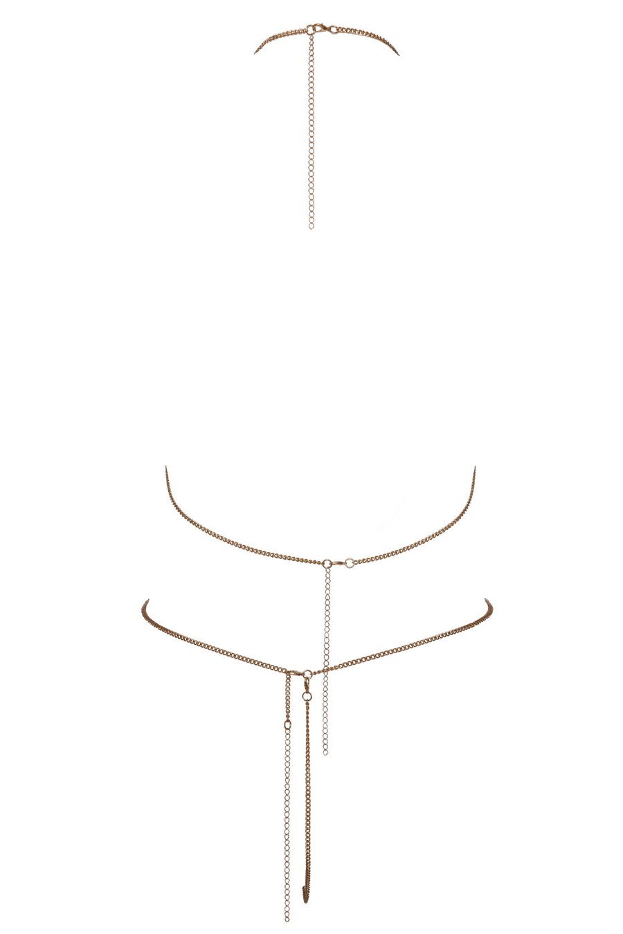 Soutien-gorge et string bijoux en chaînettes dorées et strass irisés – Cotelli Lingerie | Voyage Sensuel