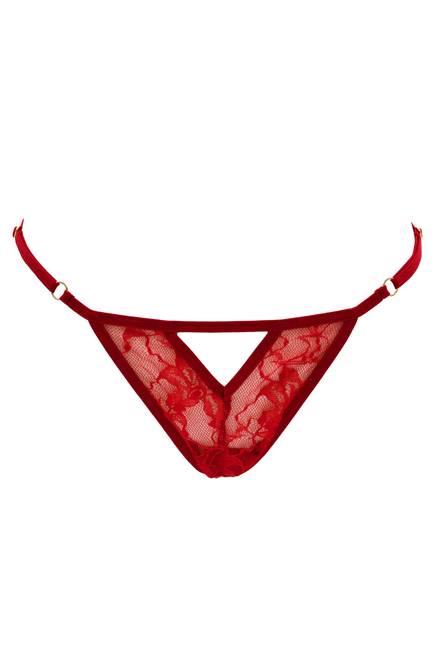 String rouge avec bijou perle & strass dorés – Be Lily Panties | Voyage Sensuel