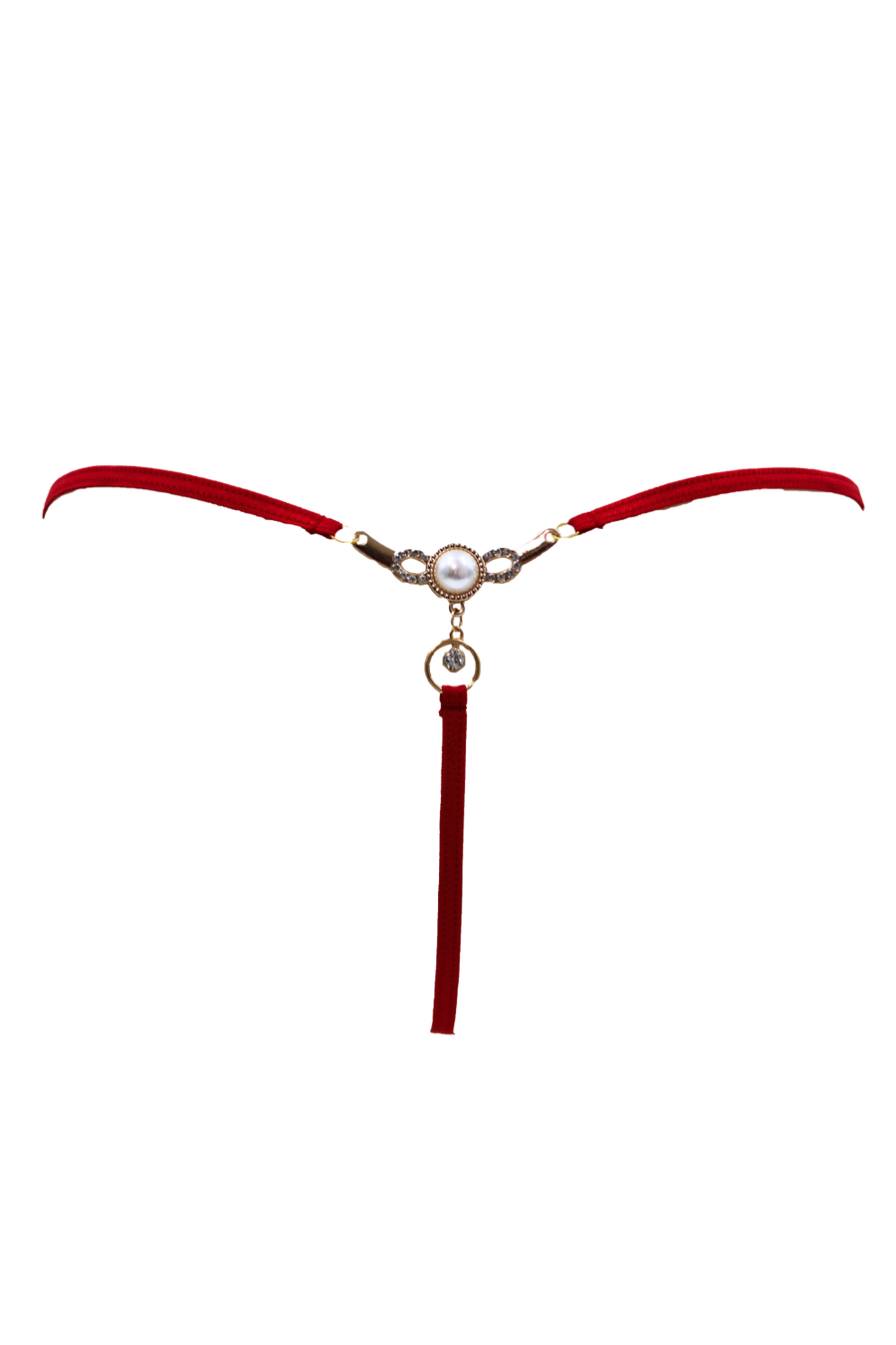 String rouge avec bijou perle & strass dorés – Be Lily Panties | Voyage Sensuel