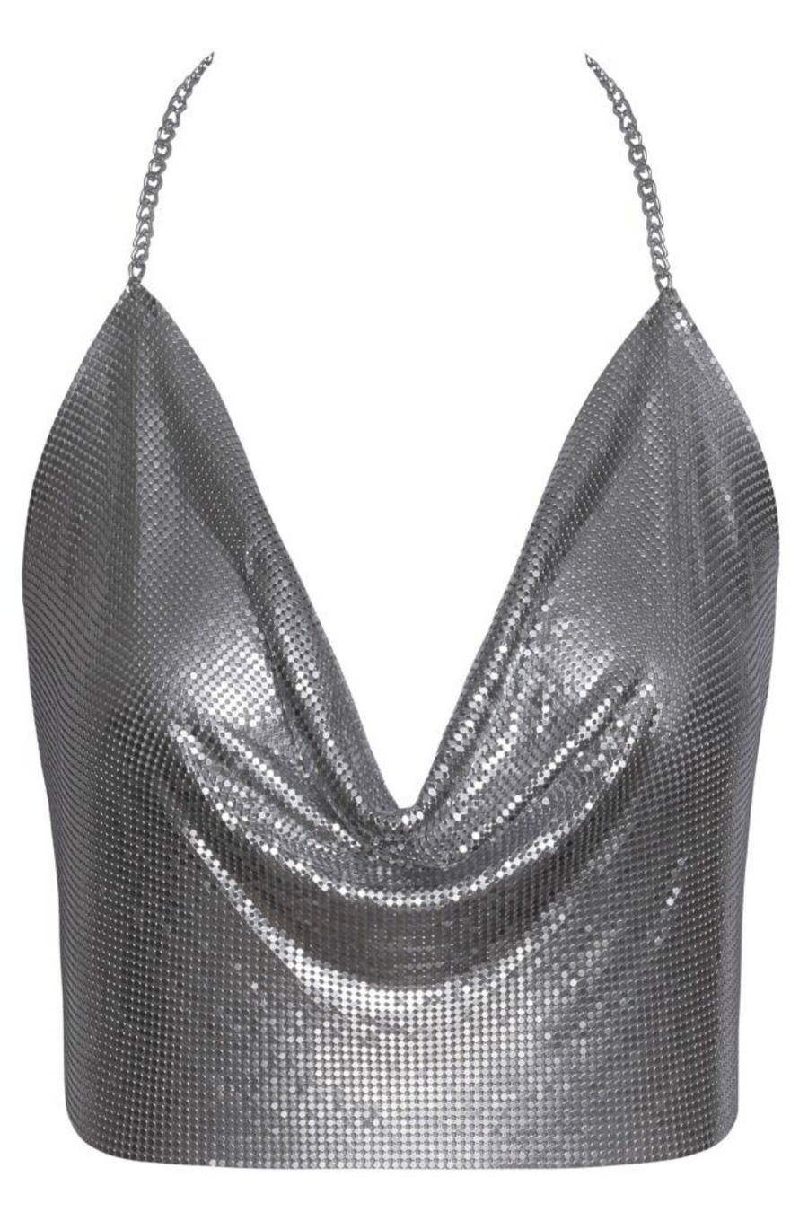 Top métallisé argenté à chaînes – Cotelli Lingerie | Voyage Sensuel