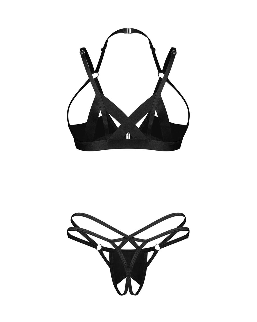 Keira Lise ensemble lingerie ouvert noir | Voyage Sensuel