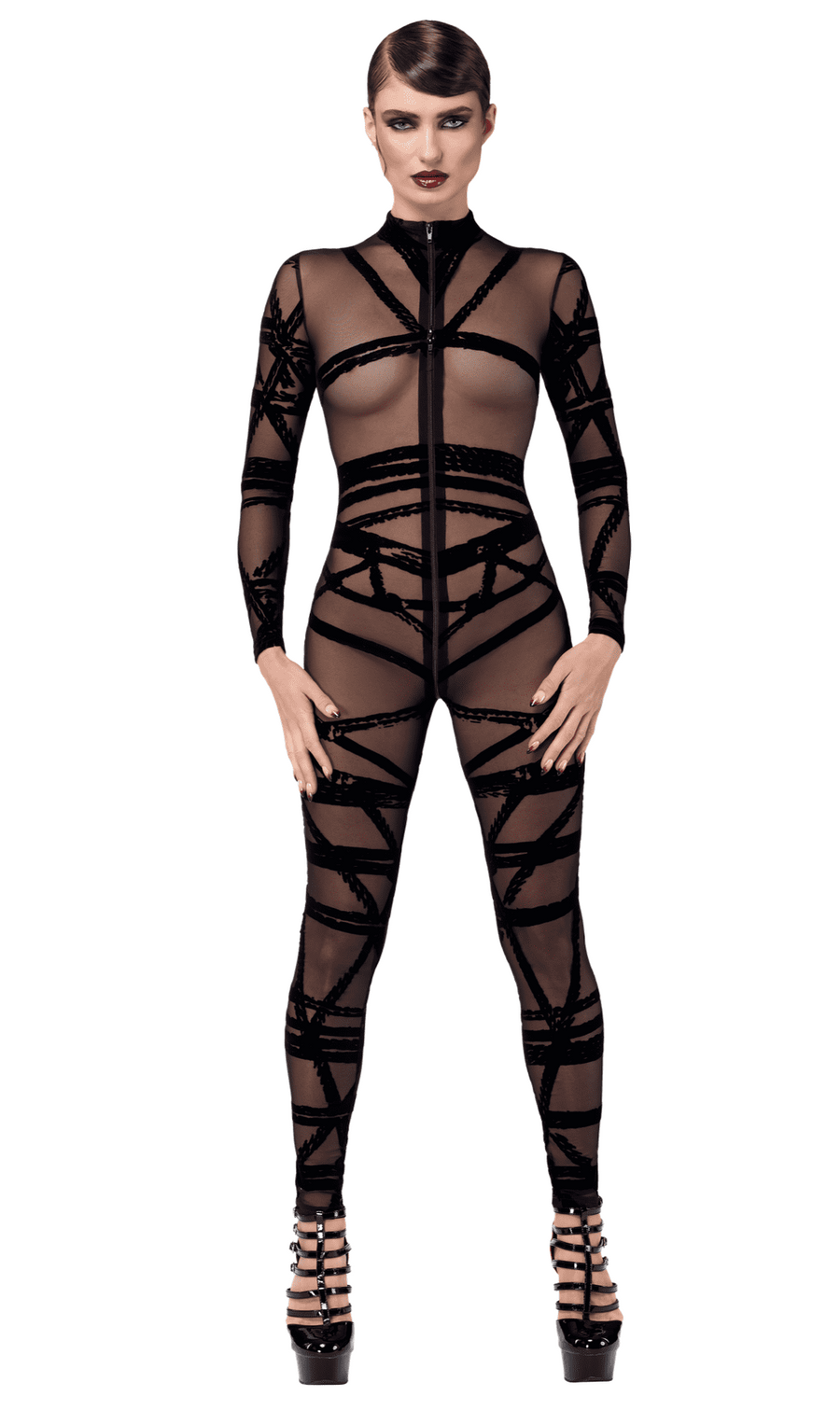 Catsuit en tulle transparent – Noir | Voyage Sensuel