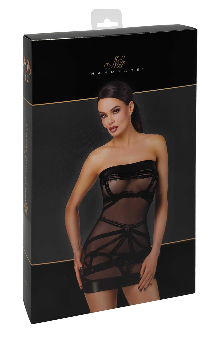 Minirobe en tulle transparent à motifs – Noir | Voyage Sensuel