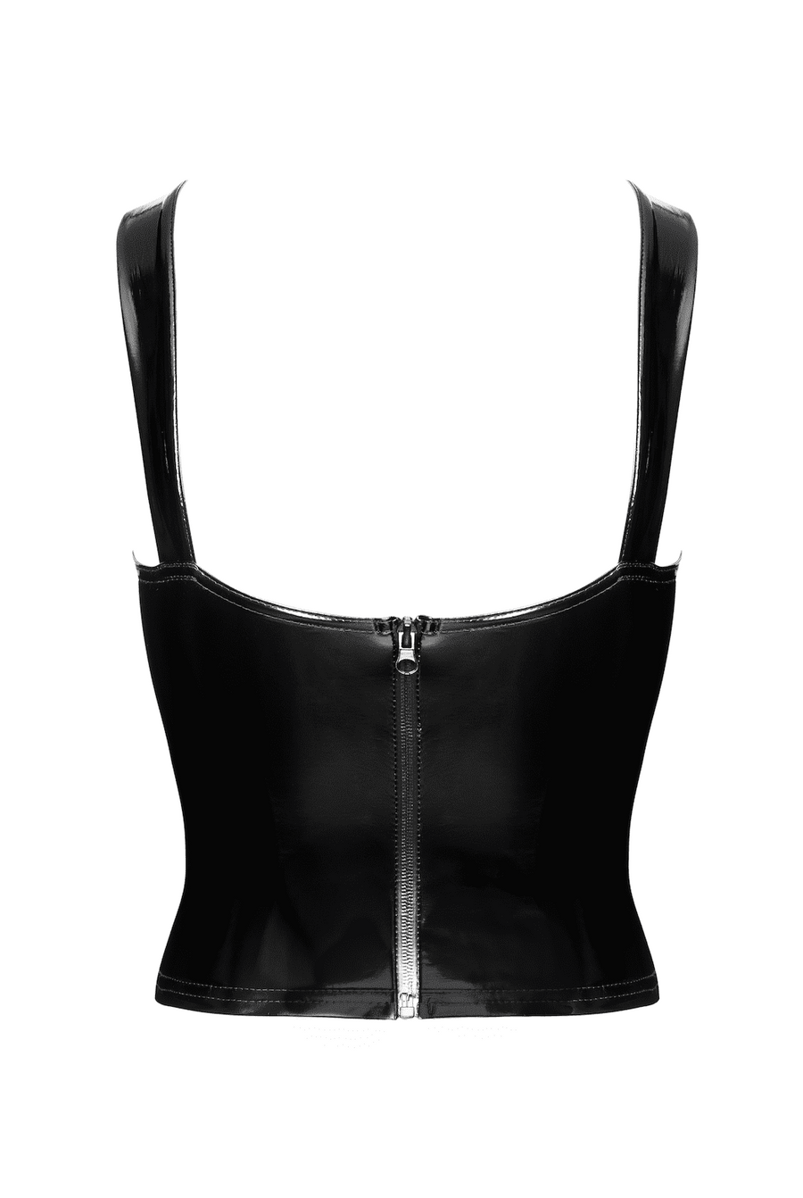 Guêpière chic en PVC brillant – Noir | Voyage Sensuel