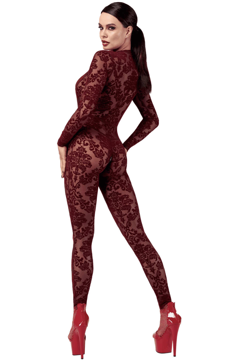 Catsuit chic en tulle transparent – Noir | Voyage Sensuel