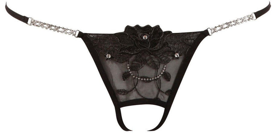 String ouvert broderie & strass avec laçage décoratif - Cottelli – Cotelli Lingerie | Voyage Sensuel