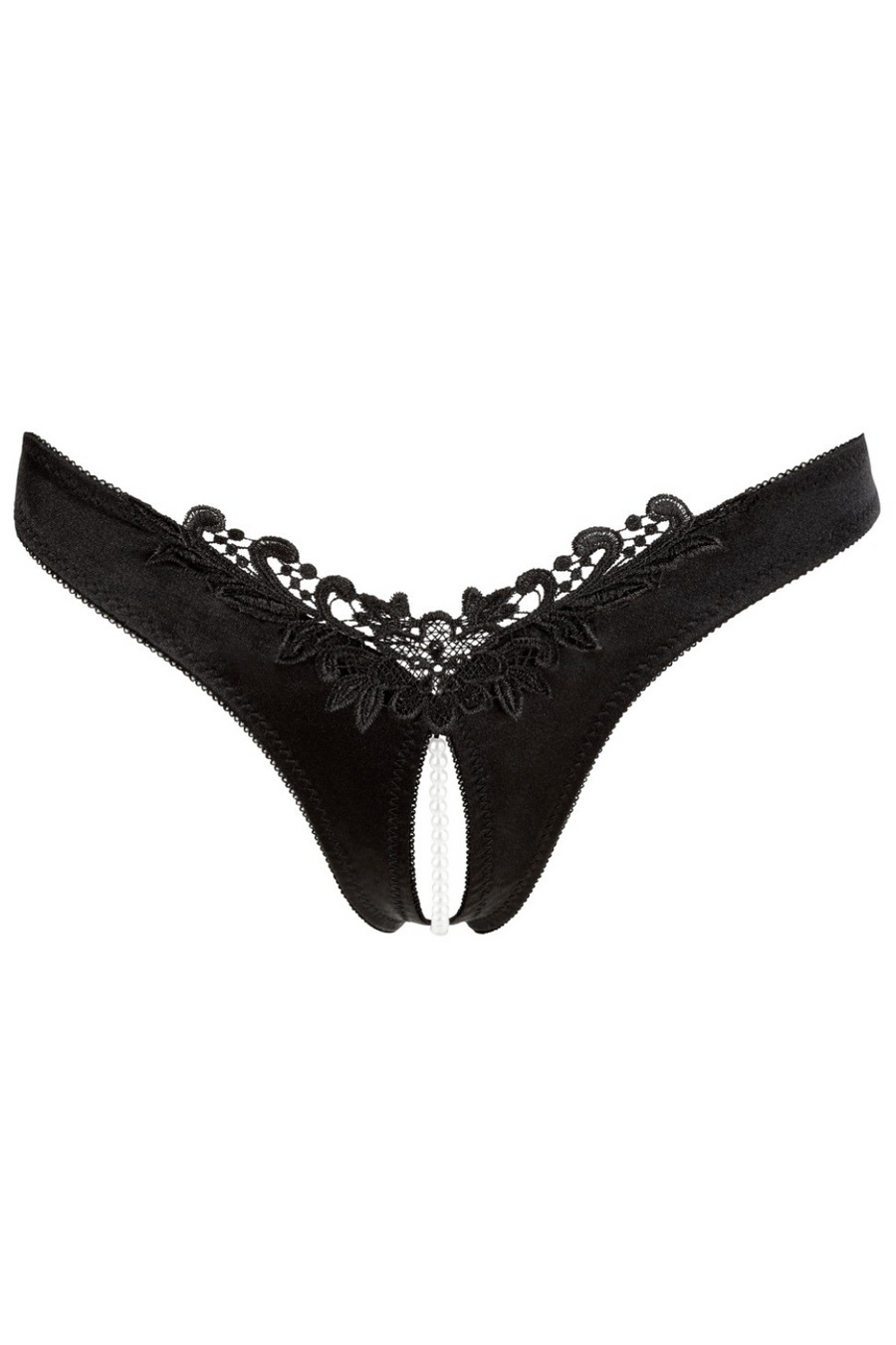 Tanga ouvert en satin avec perles - Cottelli – Cotelli Lingerie | Voyage Sensuel