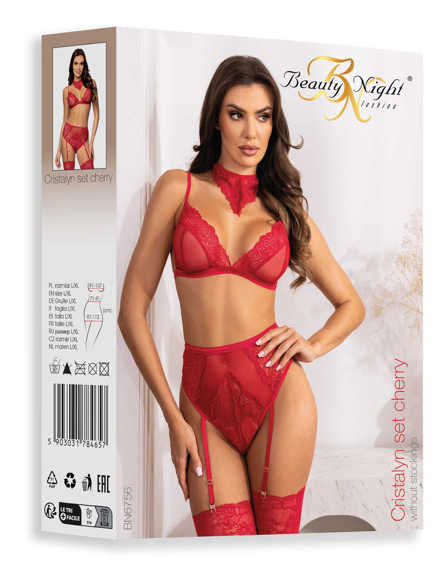 Cristalyn ensemble lingerie - Cherry | Voyage Sensuel