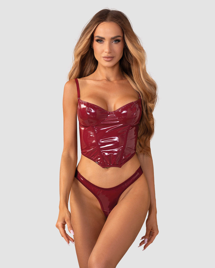 Redya Corset et string rouge | Voyage Sensuel