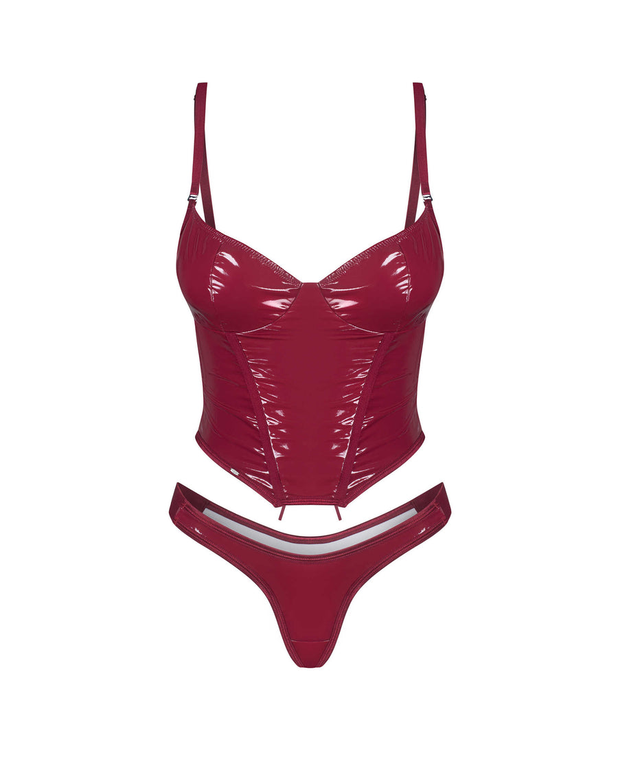 Redya Corset et string rouge | Voyage Sensuel