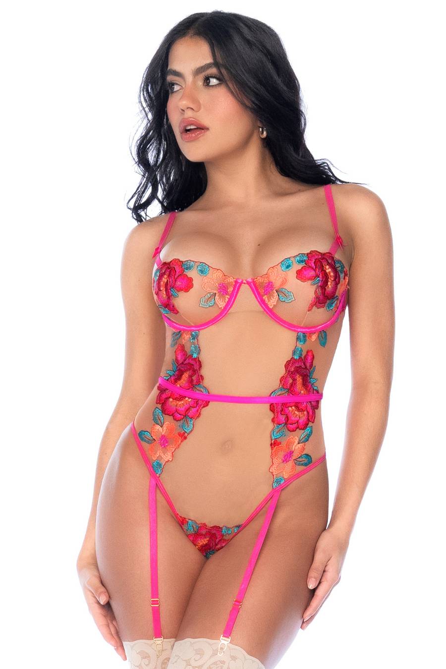 Body en Tulle Brodé Fleuri | Voyage Sensuel