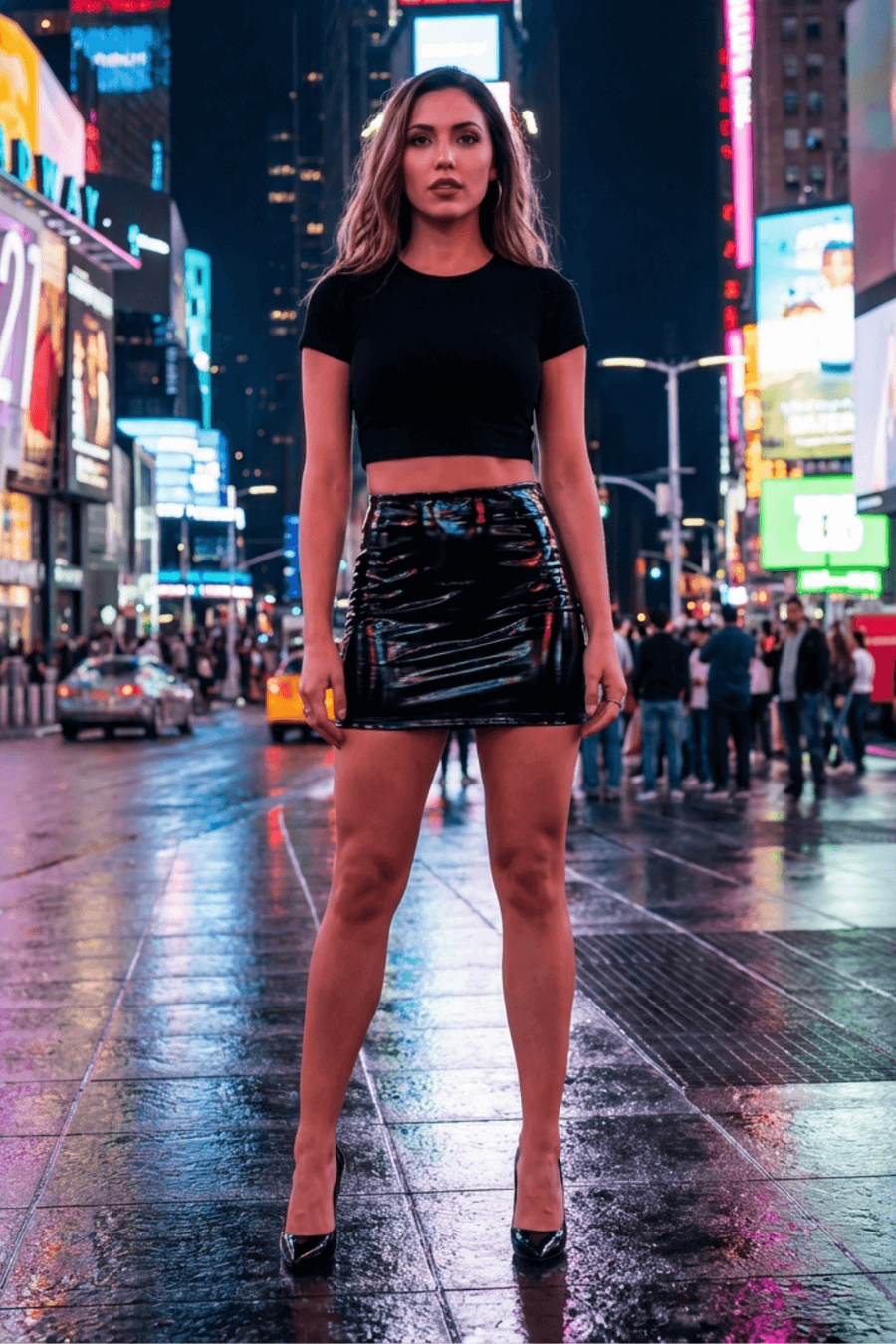 Jupe noire en simili cuir avec zip Lara – Be lily Mode | Voyage Sensuel