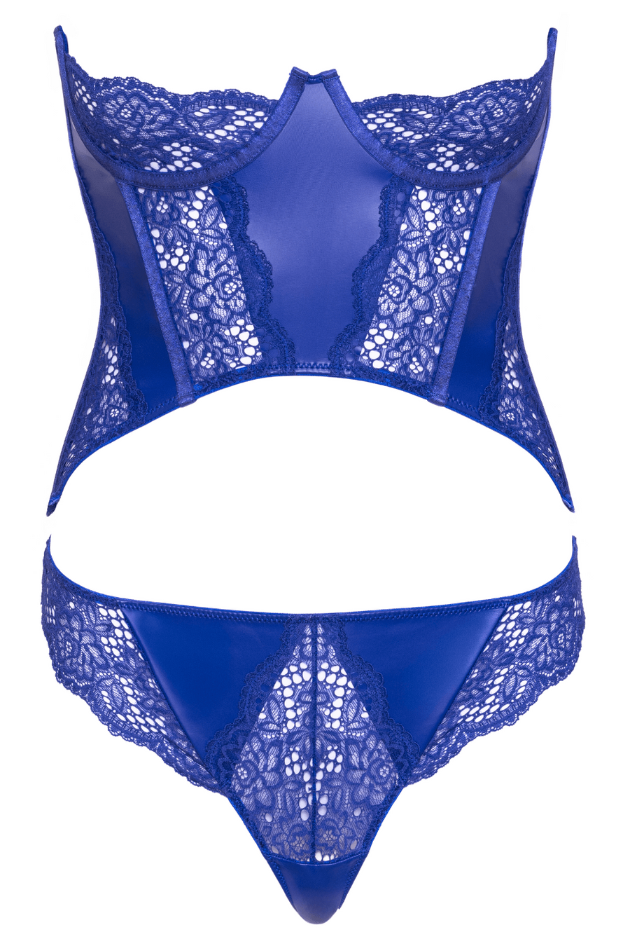 Ensemble corset bustier bleu royal avec string - Cottelli – Cotelli Lingerie | Voyage Sensuel