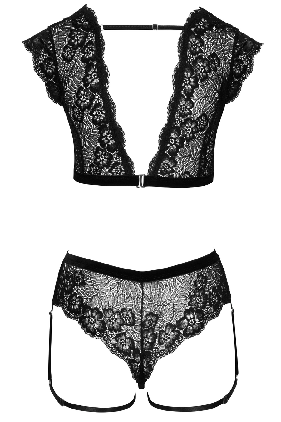 Top manches courtes & culotte ouverte avec jarrretières - Cottelli – Cotelli Lingerie | Voyage Sensuel