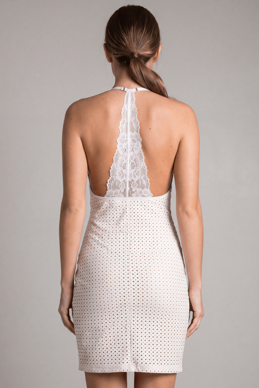 Robe blanche simili cuir et dentelle Sophia – Be lily Mode | Voyage Sensuel