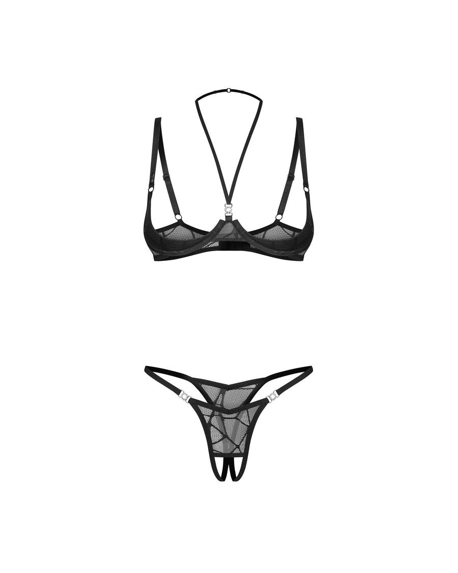 Olianna ensemble ouvert 2 pièces - Noir | Voyage Sensuel