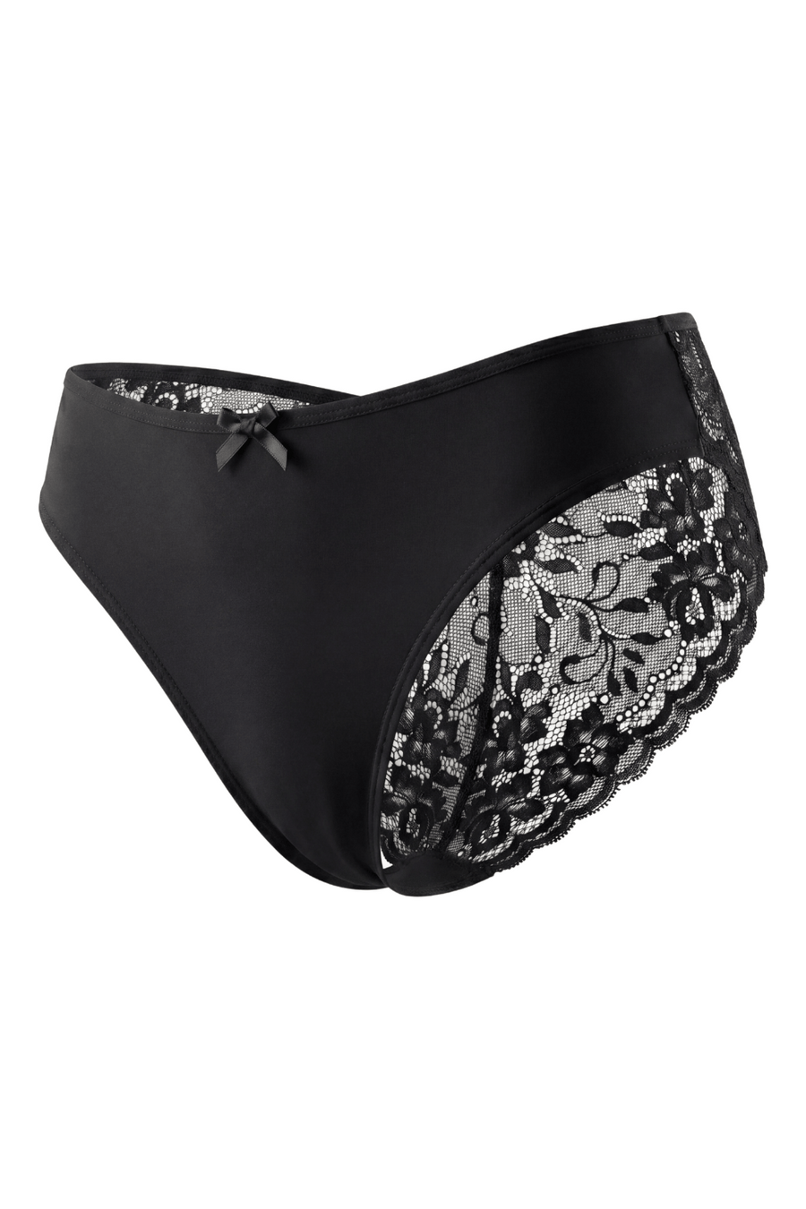 Culotte noire en dentelle avec nœud en satin – Be Lily Panties | Voyage Sensuel
