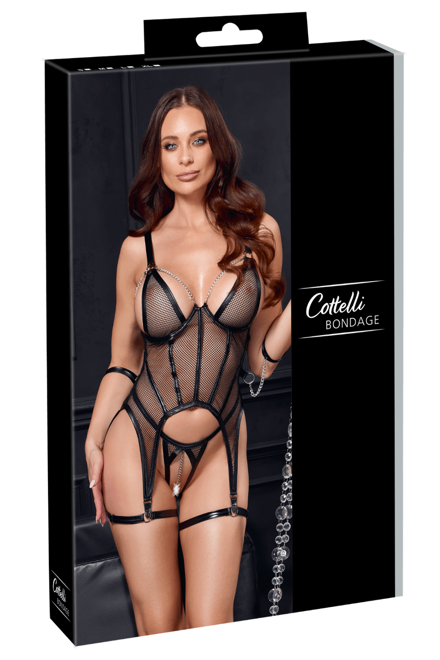 Ensemble Porte-Jarretelles & String Ouvert Résille Noir - Cottelli – Cotelli Lingerie | Voyage Sensuel