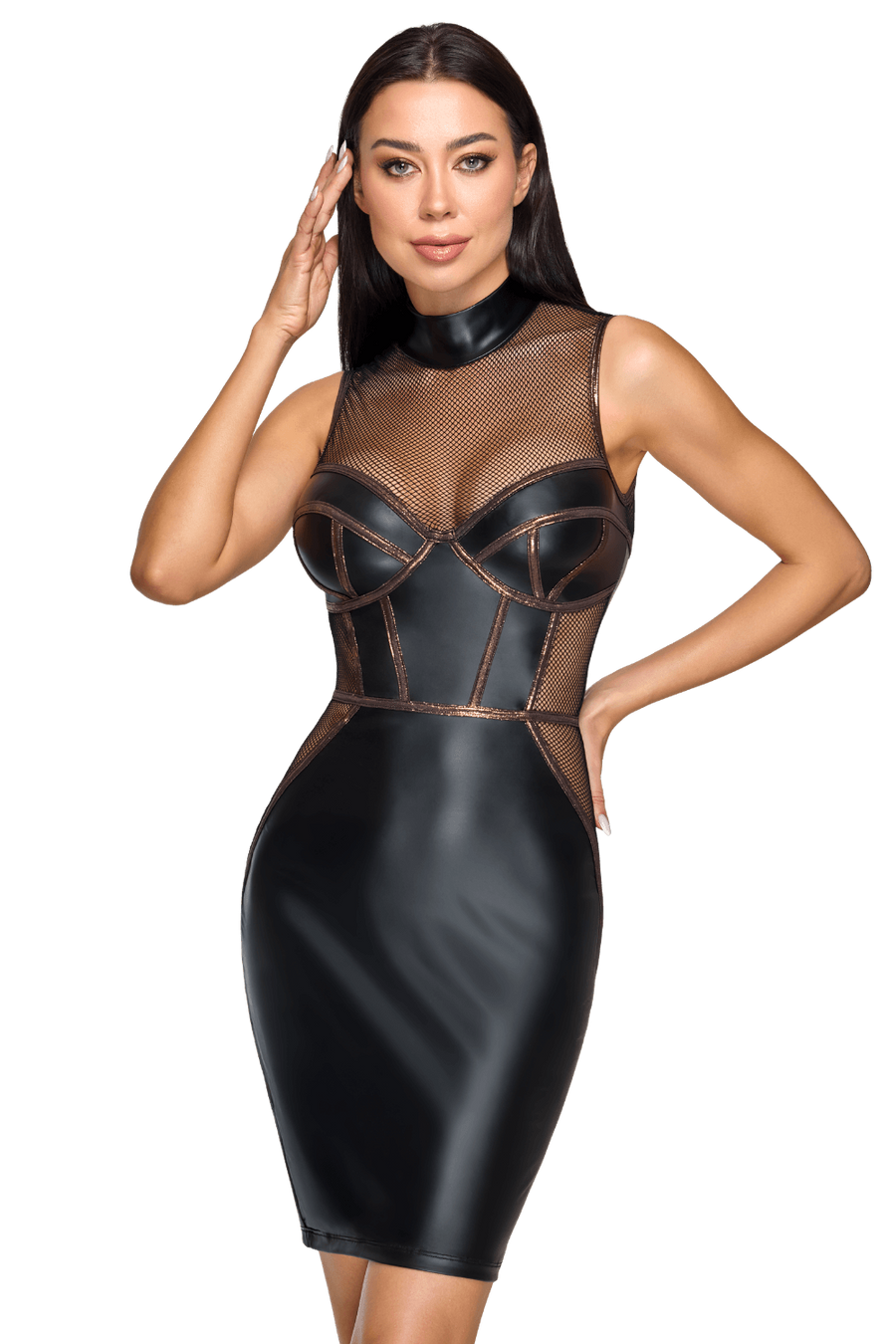 Robe Moulante Sans Manches Look Mat & Résille - Cottelli – Cotelli Lingerie | Voyage Sensuel