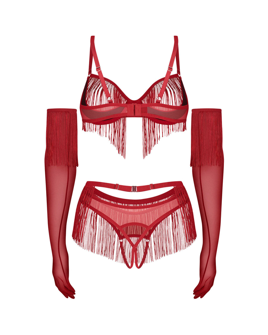 Rossay ensemble ouvert 4 pièces - Rouge | Voyage Sensuel