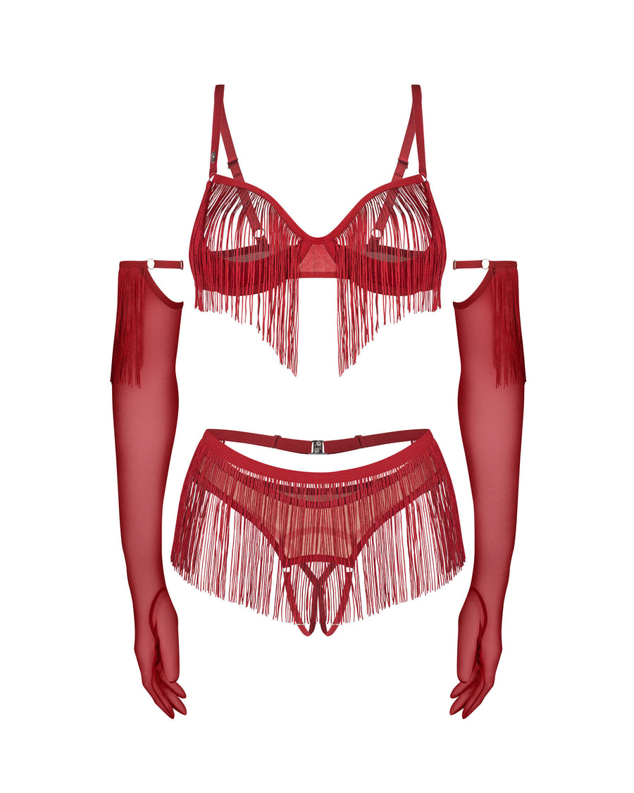 Rossay ensemble ouvert 4 pièces - Rouge | Voyage Sensuel