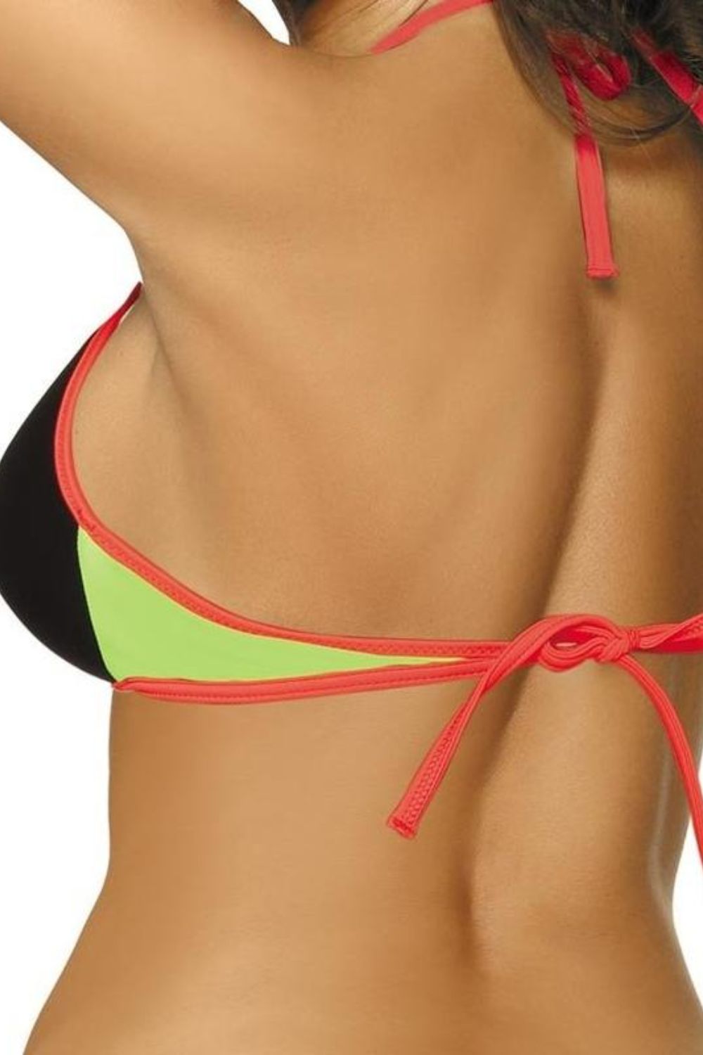Maillot de bain 2 pièces bikini tropical noir, rose et vert