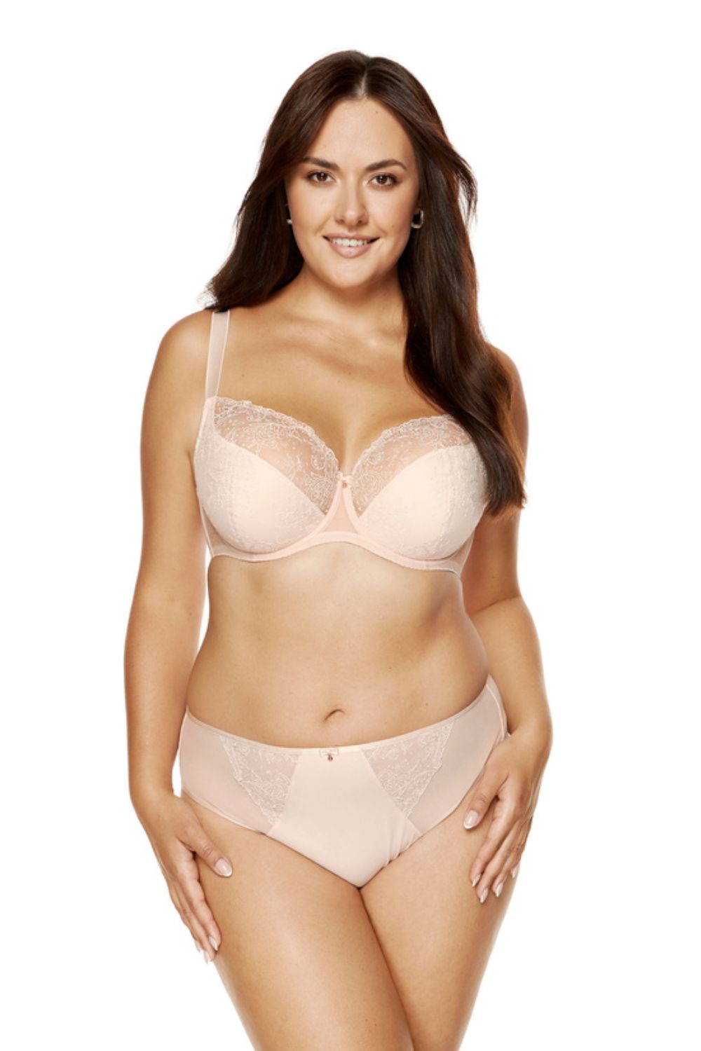 Soutien-gorge à armatures beige Charme en dentelle florale