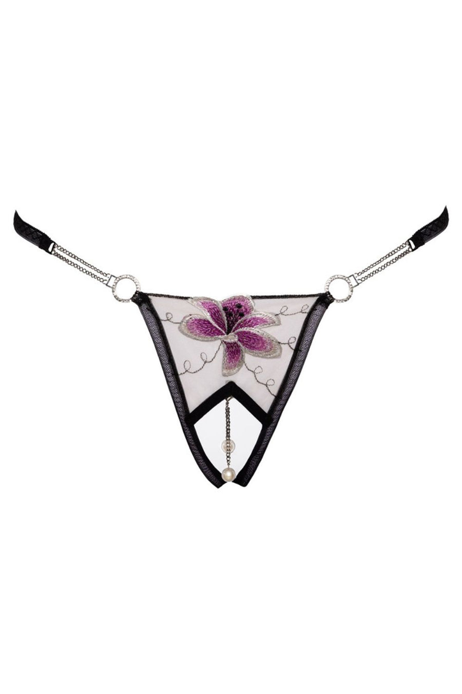 String ouvert avec fleur brodée – Cottelli Lingerie | Voyage Sensuel